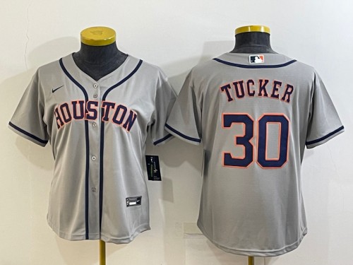 Women's Houston Astros #30 Kyle Tucker Gray Cool Base Stitched Baseball Jersey(Run Small)